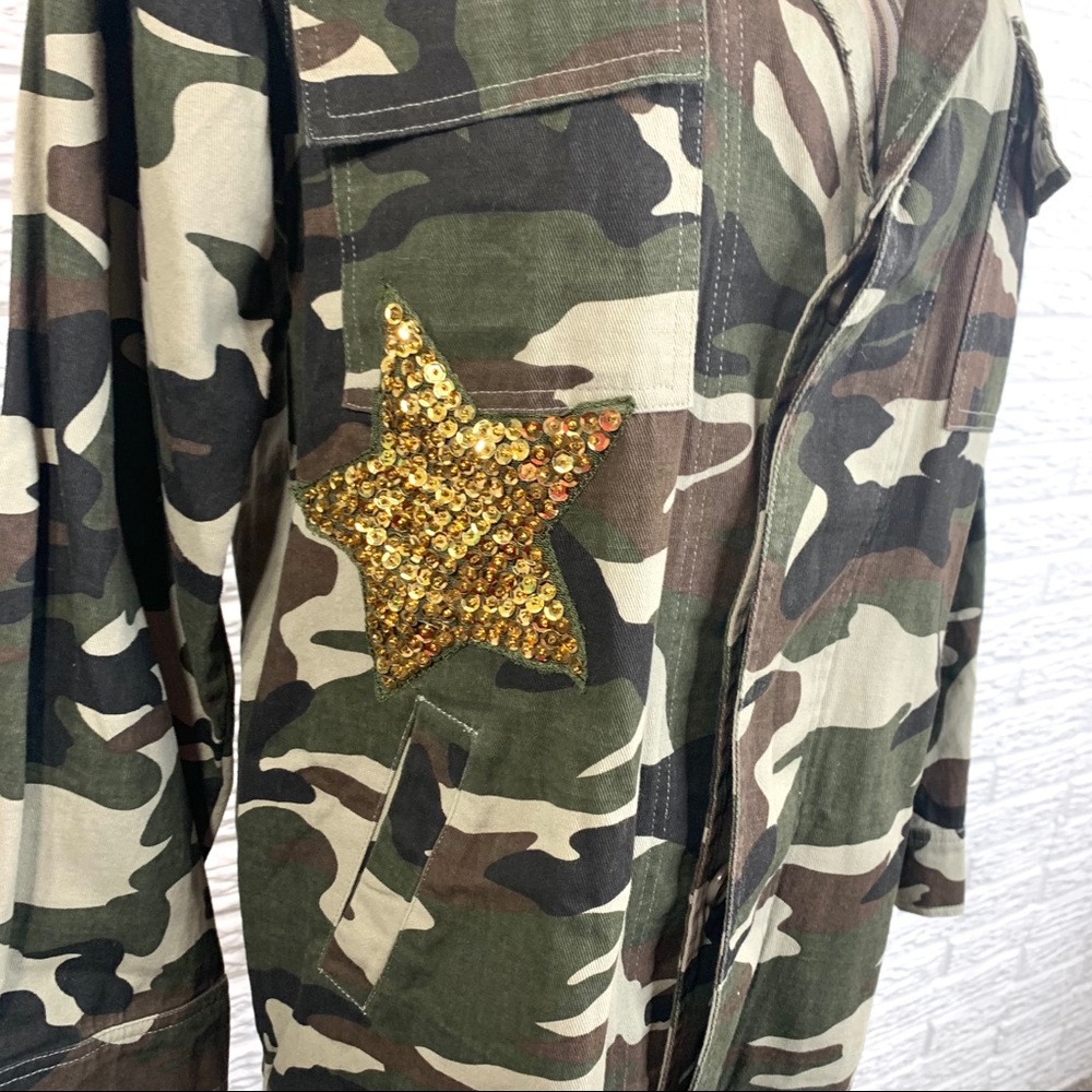 Ellison Glam Fighter Camouflage Jacket Gold Stars - Picture 4 of 7